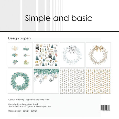 Simple and Basic Elegant Christmas 12x12 Inch Paper Pack (SBP721) (DISCONTINUED)