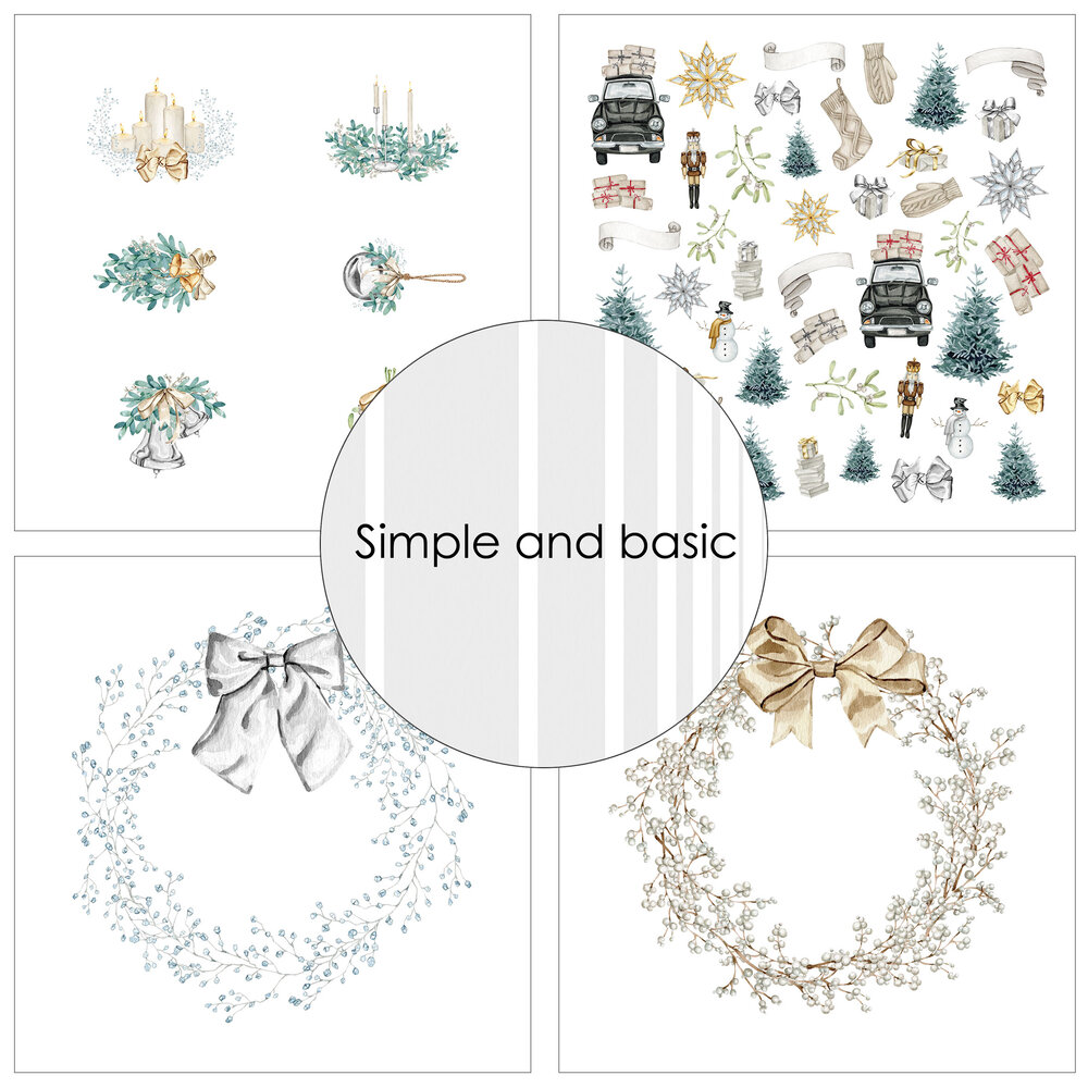 Simple and Basic Elegant Christmas 12x12 Inch Paper Pack (SBP721) (DISCONTINUED)