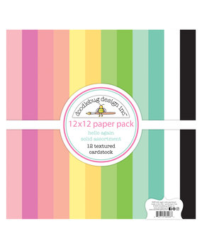 Doodlebug Design Hello Again 12x12 Inch Textured Cardstock Assortment Pack (8208) (DISCONTINUED)