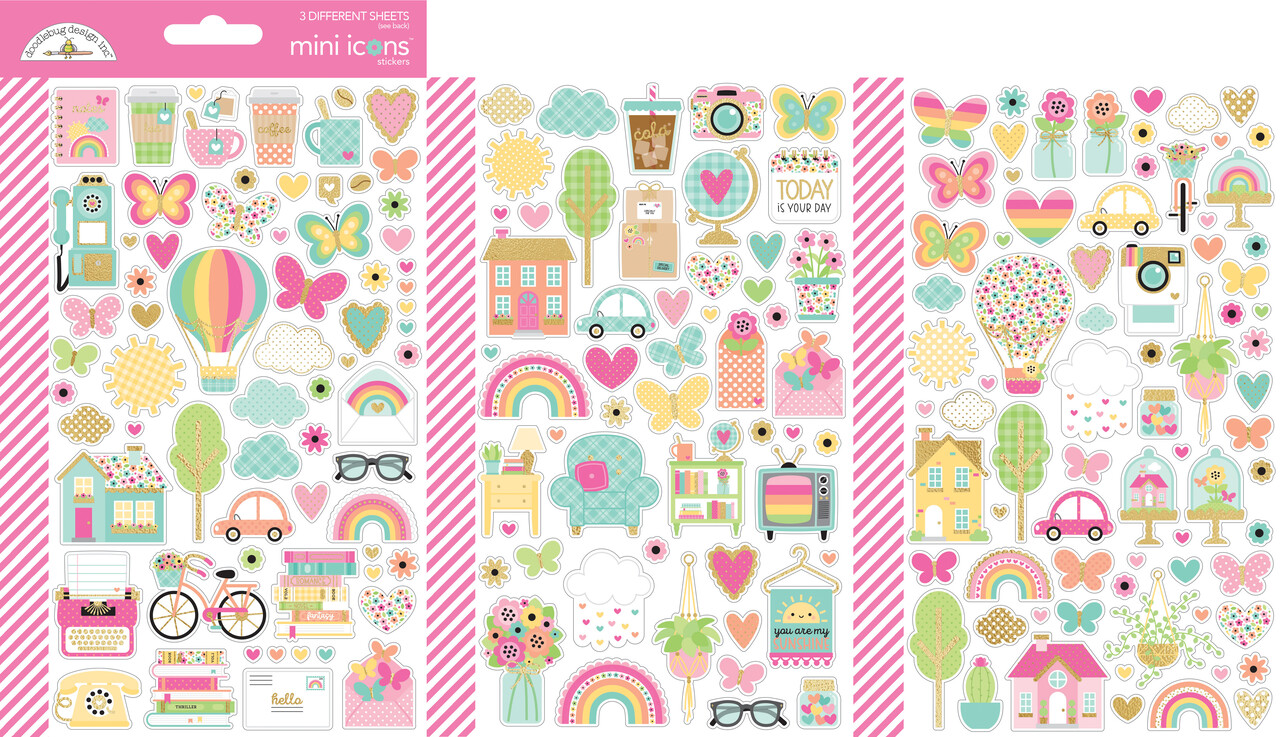 Doodlebug Design Hello Again Mini Icons Stickers (8170) (DISCONTINUED)