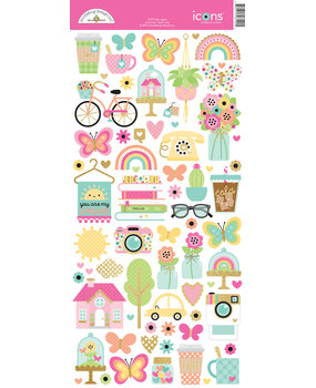 Doodlebug Design Hello Again Icons Stickers (8192) (OUTLET)