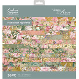 Crafter's Companion Vintage Rose 12x12 Inch Paper Pad (NGA-VR-PAD12) (OUTLET)