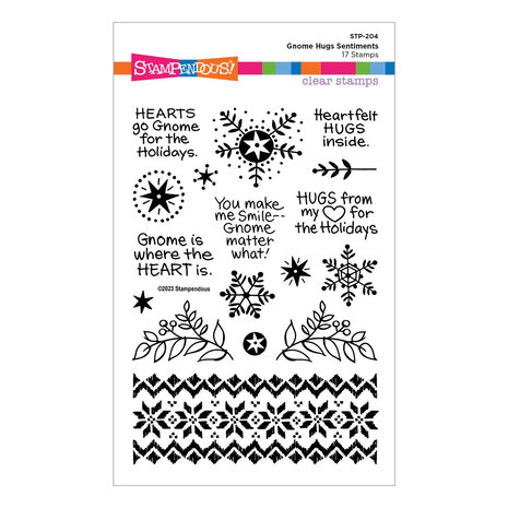 Stampendous Gnome Hugs Sentiments Clear Stamps (STP-204) (OUTLET)