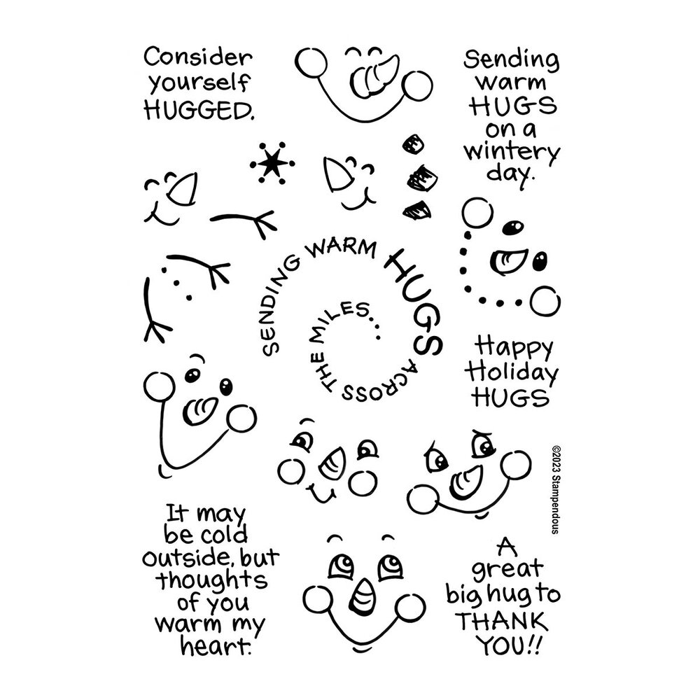 Stampendous Snowman Hugs Faces & Sentiments Clear Stamps (STP-206) (OUTLET)