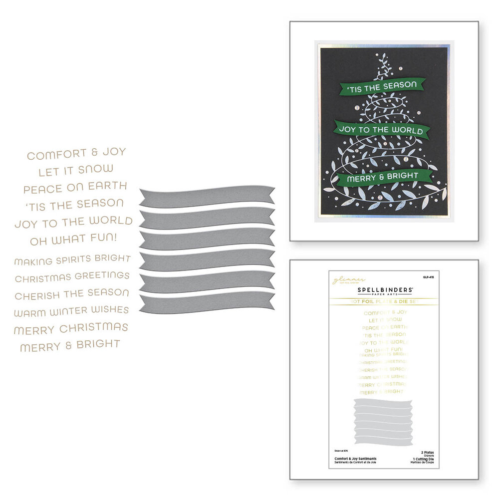 Spellbinders Comfort & Joy Sentiments Hot Foil Plate & Die Set (GLP-415) (OUTLET)
