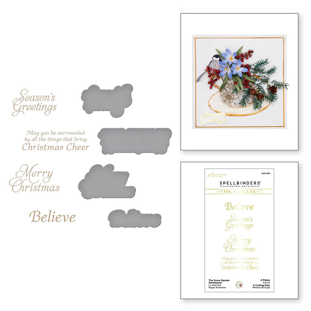Spellbinders Snow Garden Sentiments Hot Foil Plate & Die Set (GLP-430) (OUTLET)