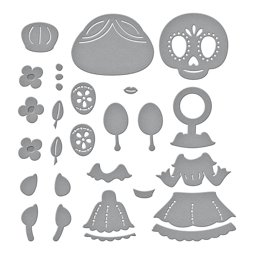 Spellbinders Dancin' Day of the Dead Girl Etched Dies (S4-1309) (OUTLET)