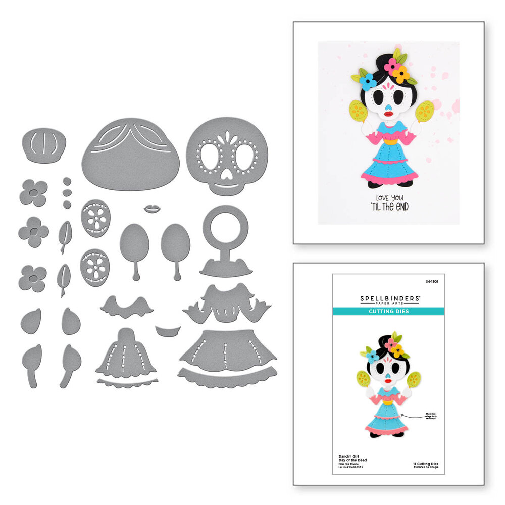 Spellbinders Dancin' Day of the Dead Girl Etched Dies (S4-1309) (OUTLET)