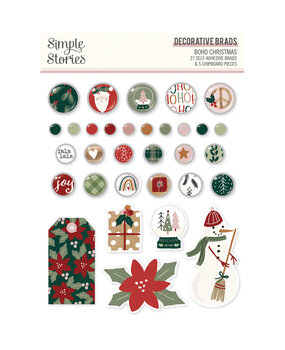 Simple Stories Boho Christmas Decorative Brads (20626) (DISCONTINUED)