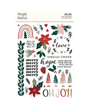 Simple Stories Boho Christmas Rub-ons (20624) (OUTLET)