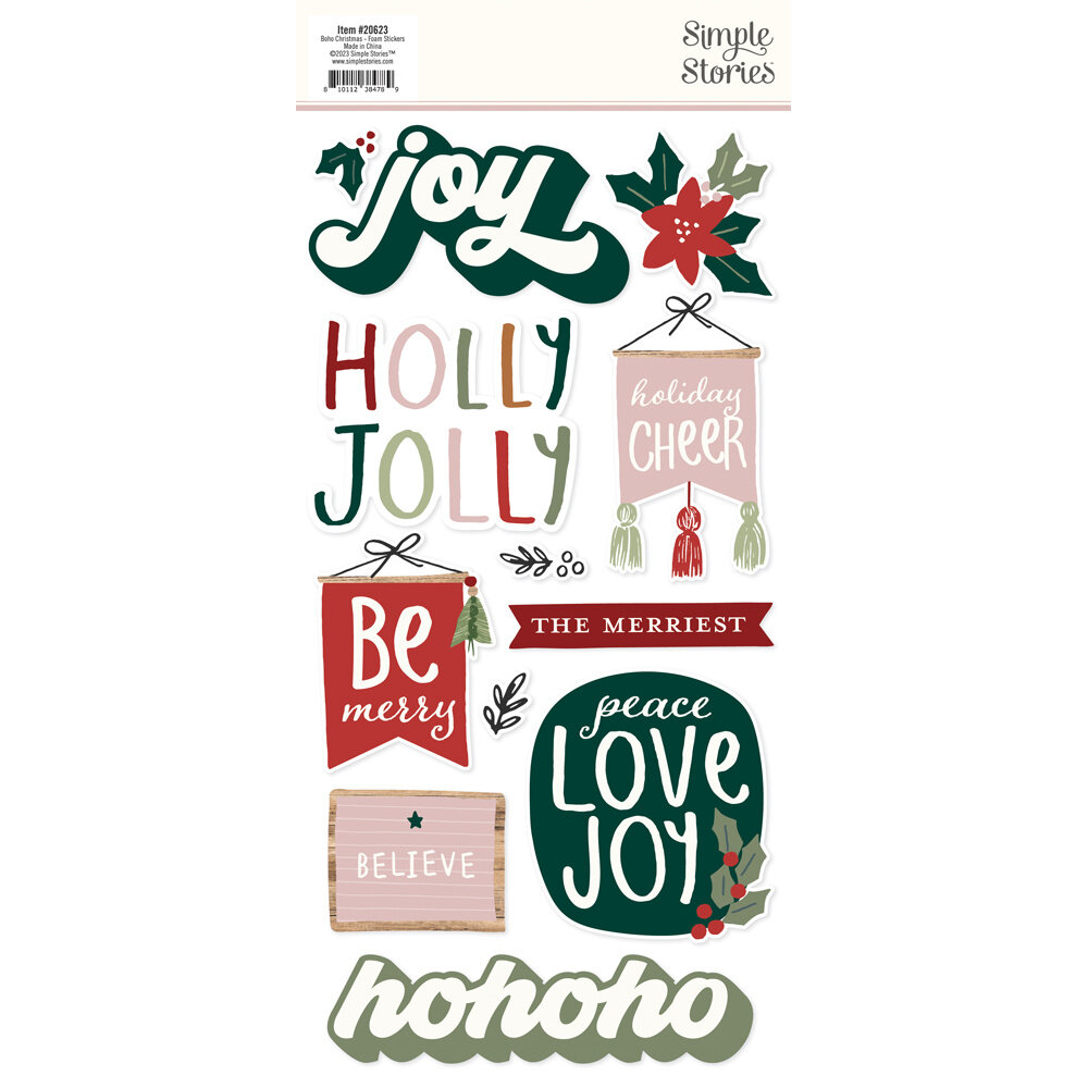 Simple Stories Boho Christmas Foam Stickers (20623) (DISCONTINUED)