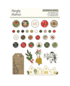 Simple Stories The Holiday Life Decorative Brads (20527) (DISCONTINUED)