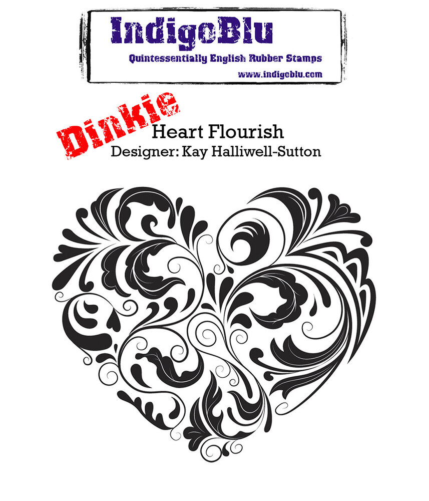 IndigoBlu Heart Flourish A7 Rubber Stamps (IND0148) (OUTLET)