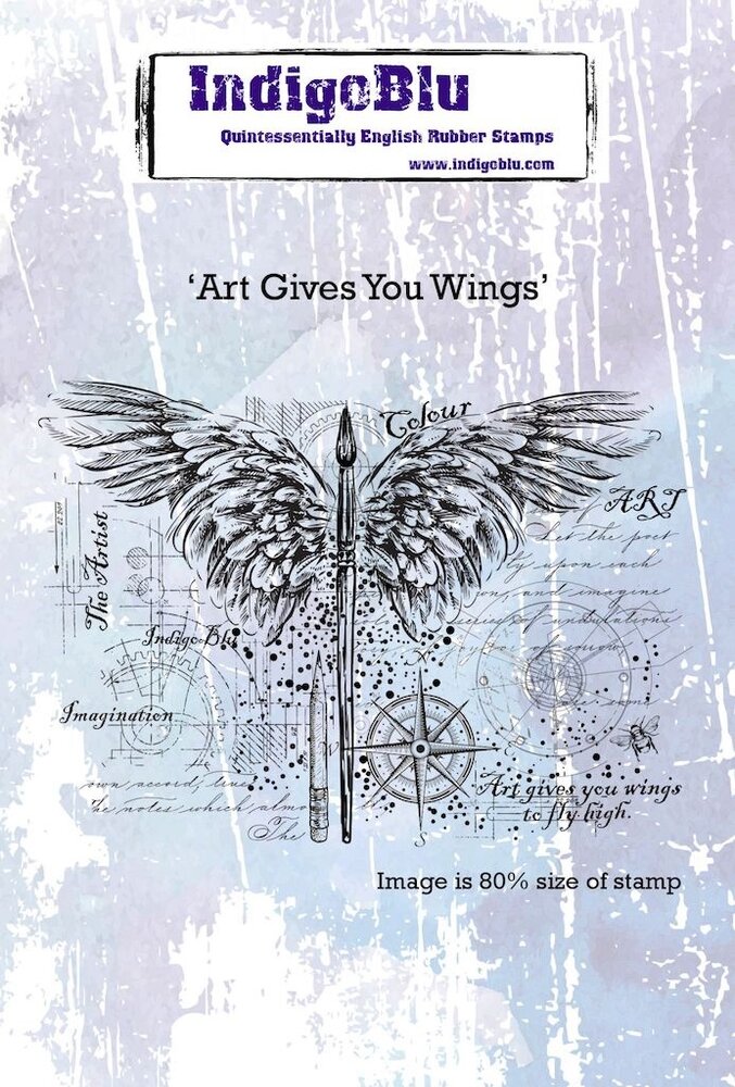 IndigoBlu Art Gives You Wings A6 Rubber Stamps (IND0441) (DISCONTINUED)