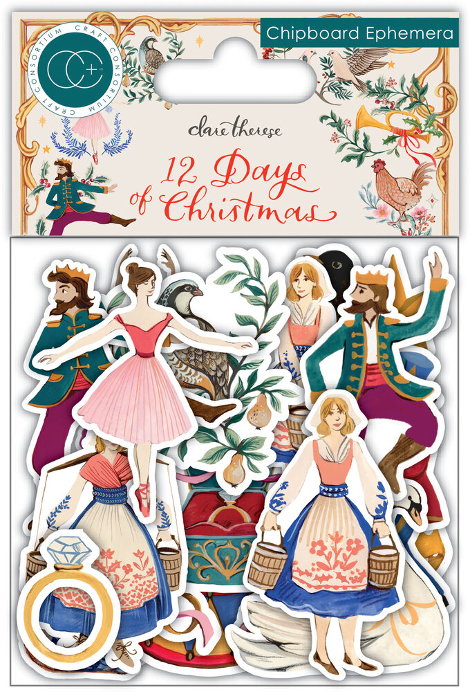 Craft Consortium 12 Days of Christmas Chipboard Ephemera (CCEPH010) (DISCONTINUED)