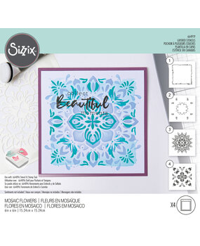 Sizzix Layered Stencils by Jessica Scott Mosaic Flowers (4pcs) (664919) (DISCONTINUED)