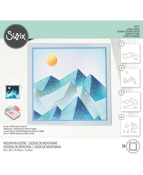 Sizzix Layered Stencils by Josh Griffiths Mountain Scene (4pcs) (666272) (DISCONTINUED)