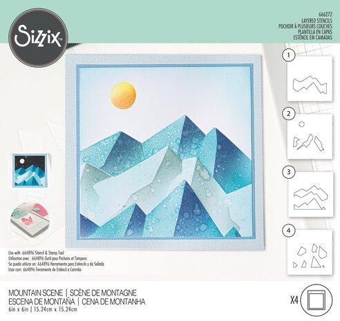 Sizzix Layered Stencils by Josh Griffiths Mountain Scene (4pcs) (666272) (DISCONTINUED)