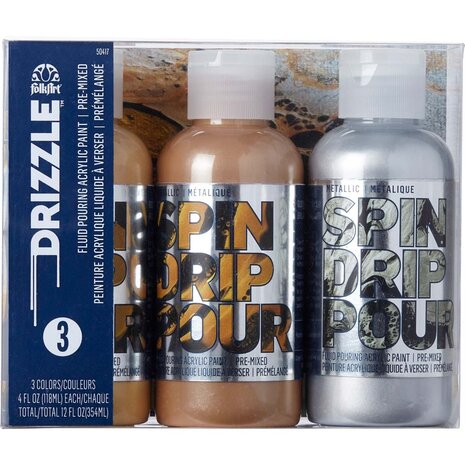 Folkart Drizzle Paint Set Mad Metallics 3x4 fl oz (50417) (DISCONTINUED)