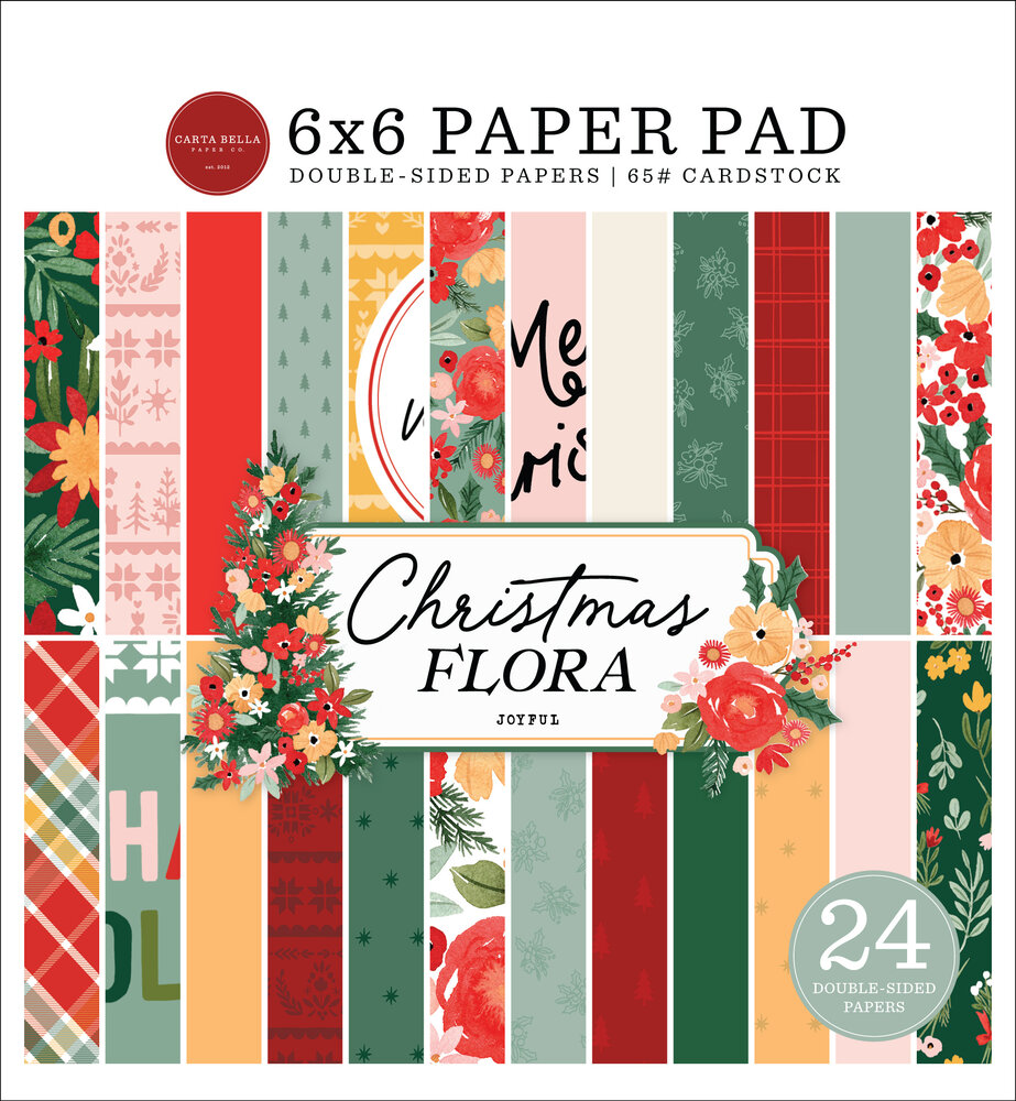 Carta Bella Joyful Christmas Flora 6x6 Inch Paper Pad (CBJCF340023) (DISCONTINUED)