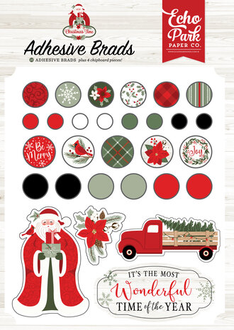 Echo Park Christmas Time Adhesive Brads (CT330020) (OUTLET)