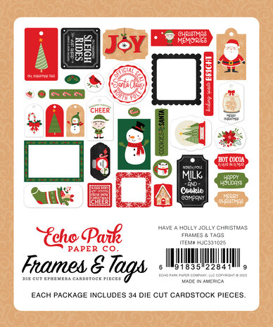 Echo Park Have A Holly Jolly Christmas Frames & Tags (HJC331025) (DISCONTINUED)