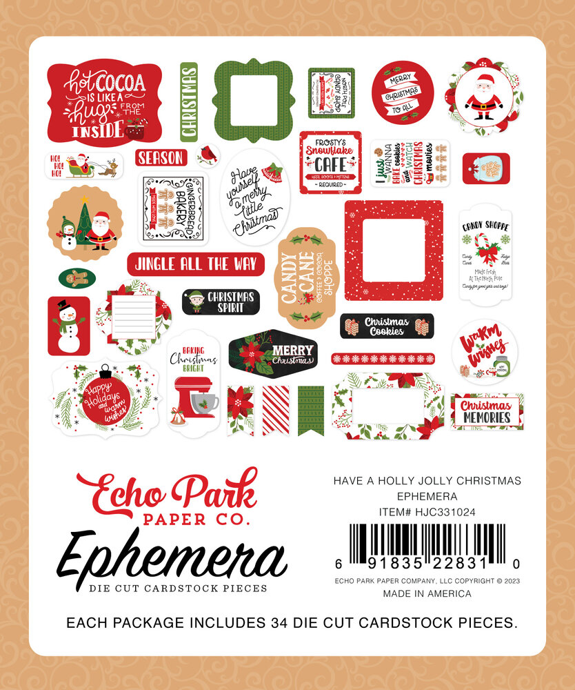 Echo Park Have A Holly Jolly Christmas Ephemera (HJC331024) (DISCONTINUED)