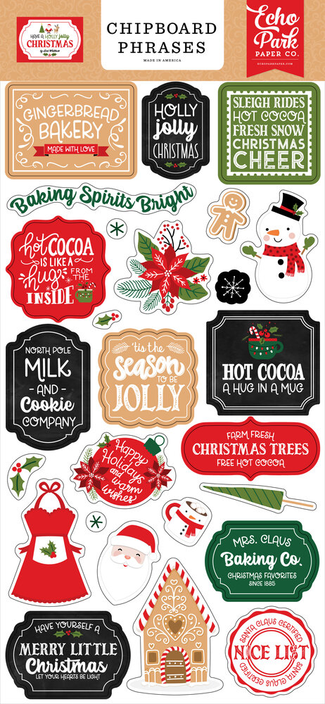Echo Park Have A Holly Jolly Christmas Chipboard Phrases (HJC331022) (DISCONTINUED)