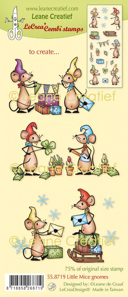 Leane Creatief Lecreadesign Combi Clear Stamp Little Mice Gnomes (55.8719) (DISCONTINUED) Leane Creatief Lecreadesign Combi Clear Stamp Little Mice Gnomes (55.8719) (DISCONTINUED)