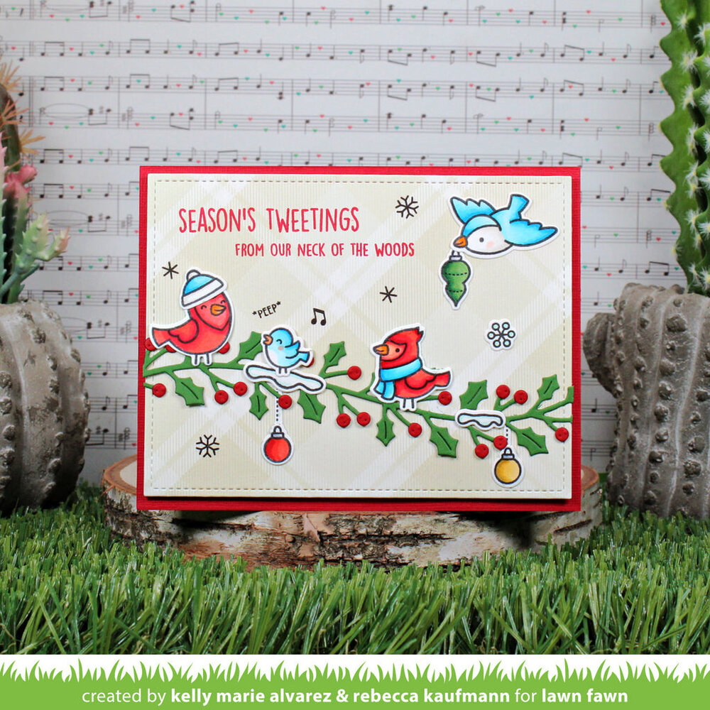 Lawn Fawn Holly Leaves Border Lawn Cuts Dies (LF3257) (DISCONTINUED)