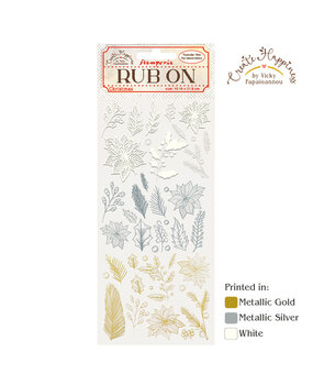 Stamperia Create Happiness Christmas Rub-On 4x8,5 Inch Poinsettia and Leaves (DFLRB46) (DISCONTINUED)