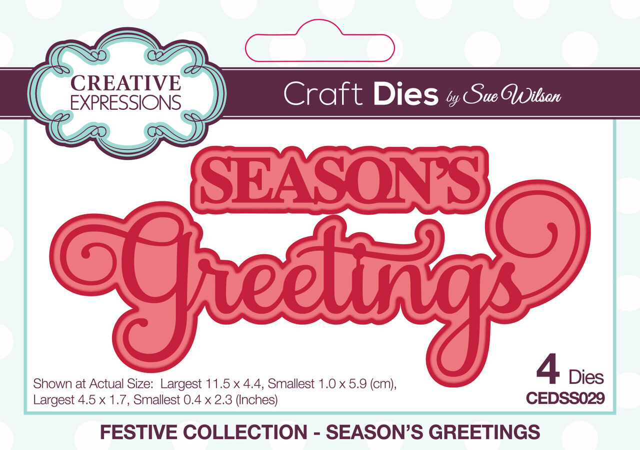 Creative Expressions Sue Wilson Craft Die Season's Greetings (CEDSS029) (OUTLET) Creative Expressions Sue Wilson Craft Die Season's Greetings (CEDSS029) (OUTLET)