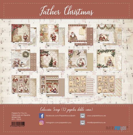 Papers For You Father Christmas Scrap Paper Pack (12pcs) (PFY-12315) (DISCONTINUED) Papers For You Father Christmas Scrap Paper Pack (12pcs) (PFY-12315) (DISCONTINUED)