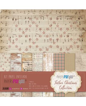 Papers For You Father Christmas Canvas Scrap Pack (8pcs) (PFY-12349) (DISCONTINUED)