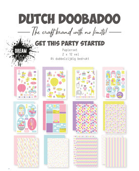 Dutch Doobadoo Paper Set A4 Dream Plan Do Get This Party Started (473.005.049) (DISCONTINUED)