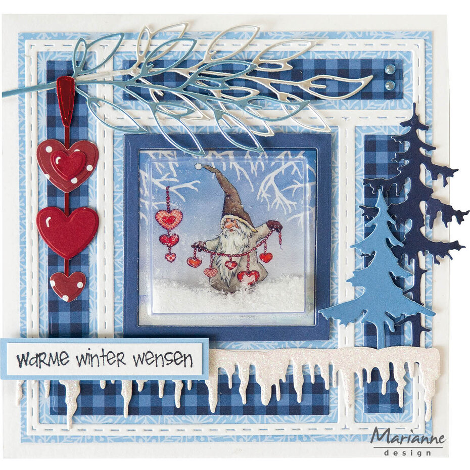 Marianne Design Creatable Fustella Per Taglio E Goffratura - Etichette Con Cuori, 6.1x10.1x0.4 Cm, Blu, Per Card Making