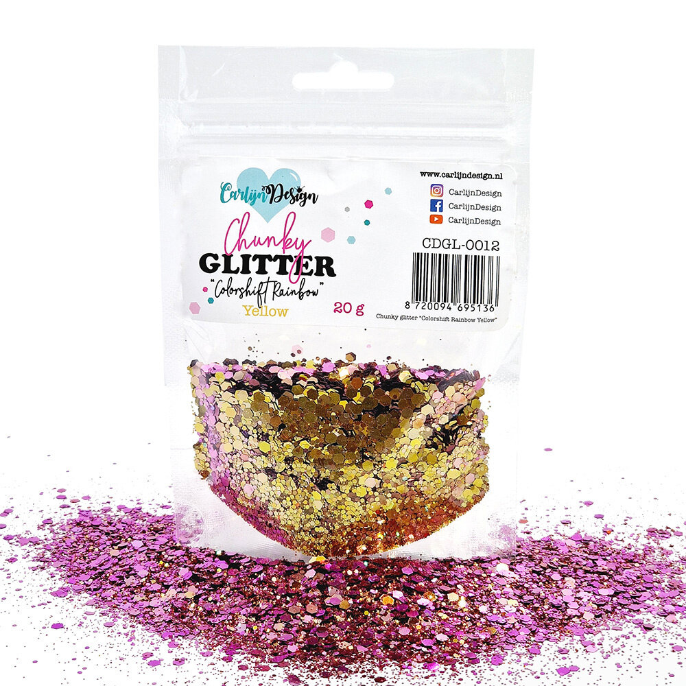 CarlijnDesign Chunky Glitter Colorshift Rainbow Yellow 20g (CDGL-0012) (DISCONTINUED)