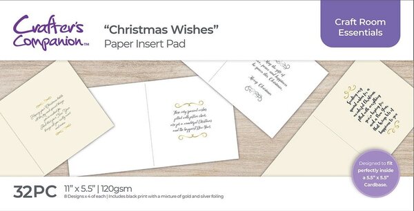 Crafter's Companion Christmas Wishes Insert Pad Gold & Silver (CC-5.5-IPAD-CWIS- GS) (OUTLET)