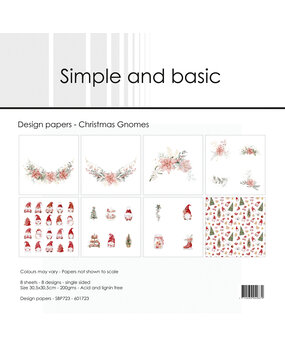 Simple and Basic Christmas Gnomes 12x12 Inch Paper Pack (SBP723) (DISCONTINUED)