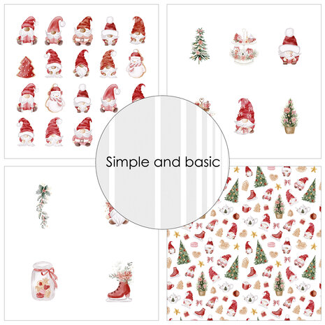 Simple and Basic Christmas Gnomes 12x12 Inch Paper Pack (SBP723) (DISCONTINUED)