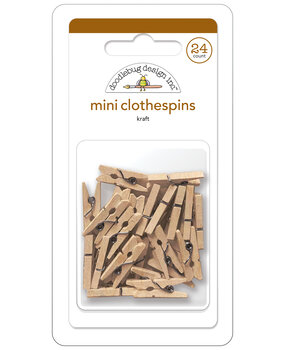 Doodlebug Design Kraft White Mini Clothespins (24pcs) (8144) (DISCONTINUED)