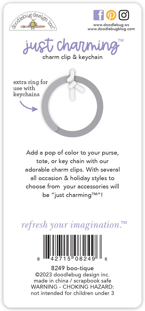 Doodlebug Design Boo-Tique Just Charming Clip & Keychain (8249) (DISCONTINUED)