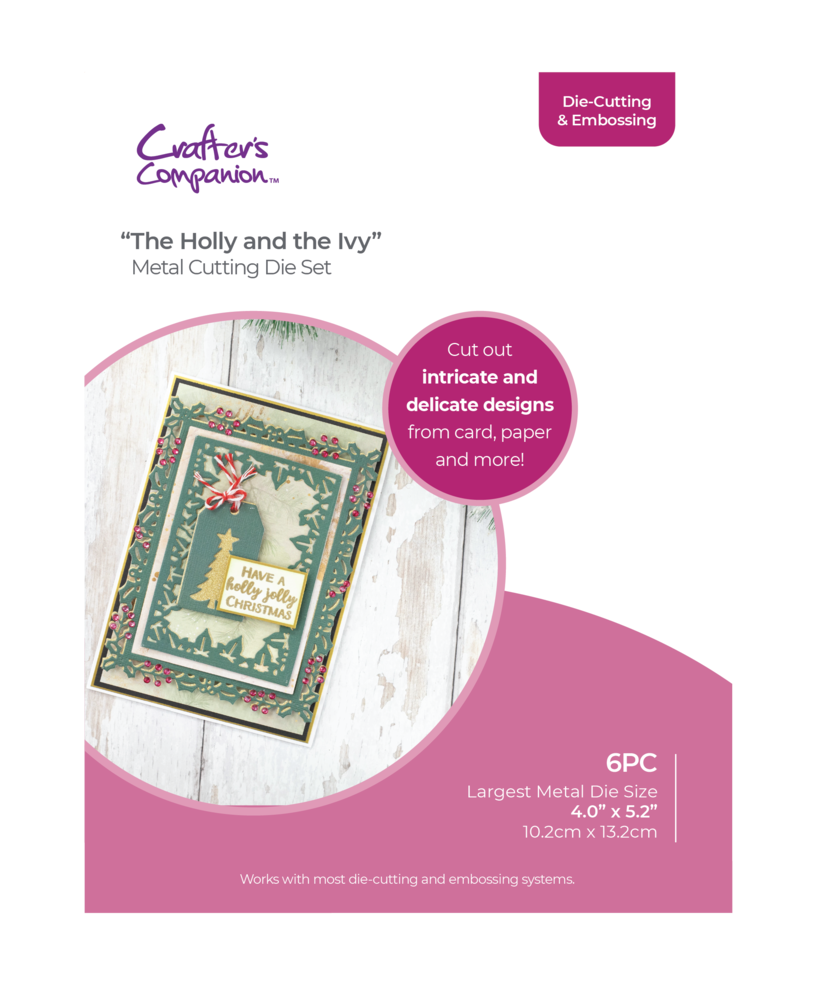 Crafter's Companion Christmas Nesting Cutting & Embossing Die The Holly & The Ivy (CC-DCE-MD-THTI) (OUTLET)