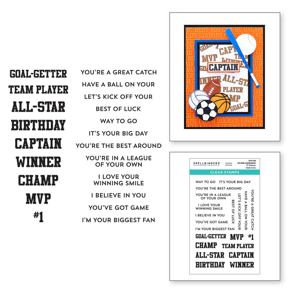 Spellbinders All-Star Sentiments Clear Stamp (STP-209) (OUTLET) Spellbinders All-Star Sentiments Clear Stamp (STP-209) (OUTLET)