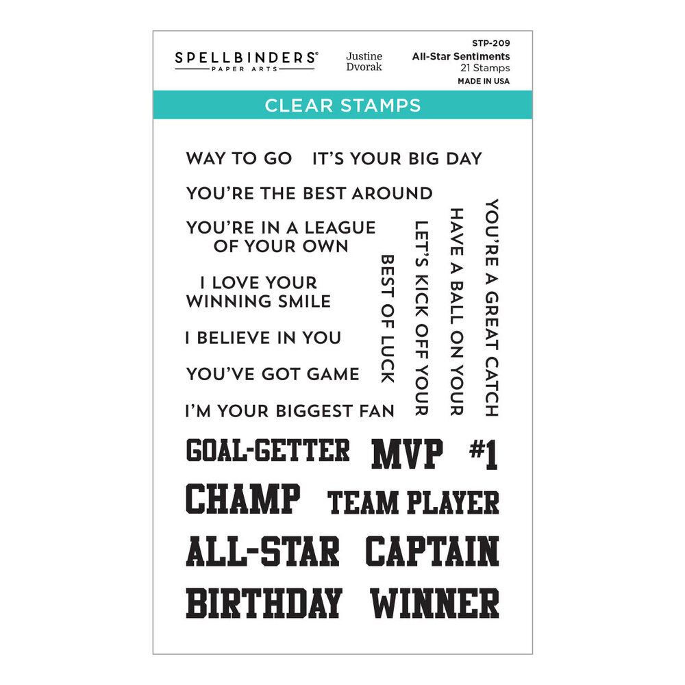 Spellbinders All-Star Sentiments Clear Stamp (STP-209) (OUTLET) Spellbinders All-Star Sentiments Clear Stamp (STP-209) (OUTLET)