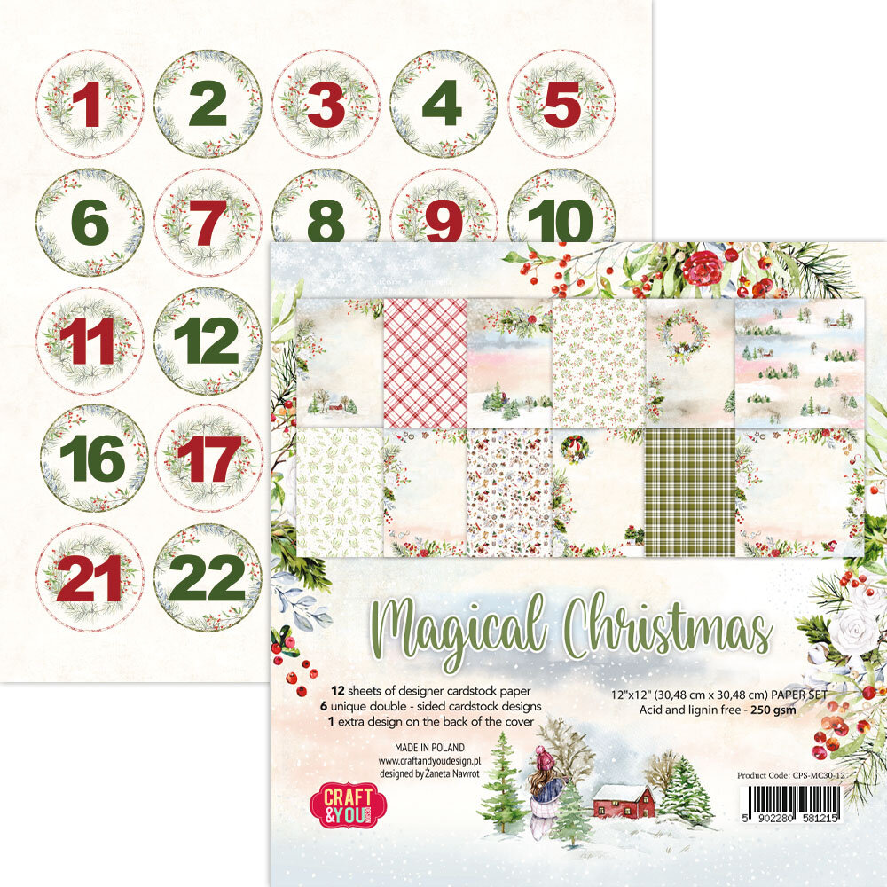 Craft & You Design Magical Christmas 12x12 Inch Paper Set 250gsm (12sheets) (CYD-CPS-MC30-12) (DISCONTINUED)