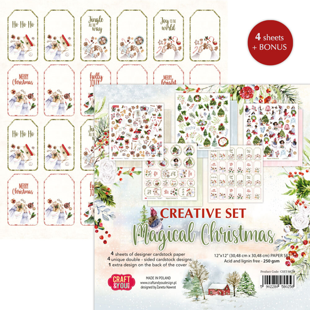 Craft & You Design Magical Christmas 12x12 Inch Creative Set 250gsm (4sheets) (CYD-CSET-MC-4) (DISCONTINUED)