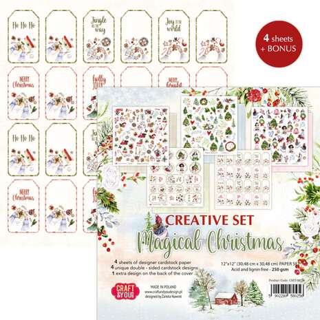 Craft & You Design Magical Christmas 12x12 Inch Creative Set 250gsm (4sheets) (CYD-CSET-MC-4) (DISCONTINUED)