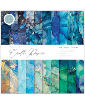 Craft Consortium Essential Craft Papers 8x8 Inch Paper Pad Ink Drops Ocean (CCEPAD018E)