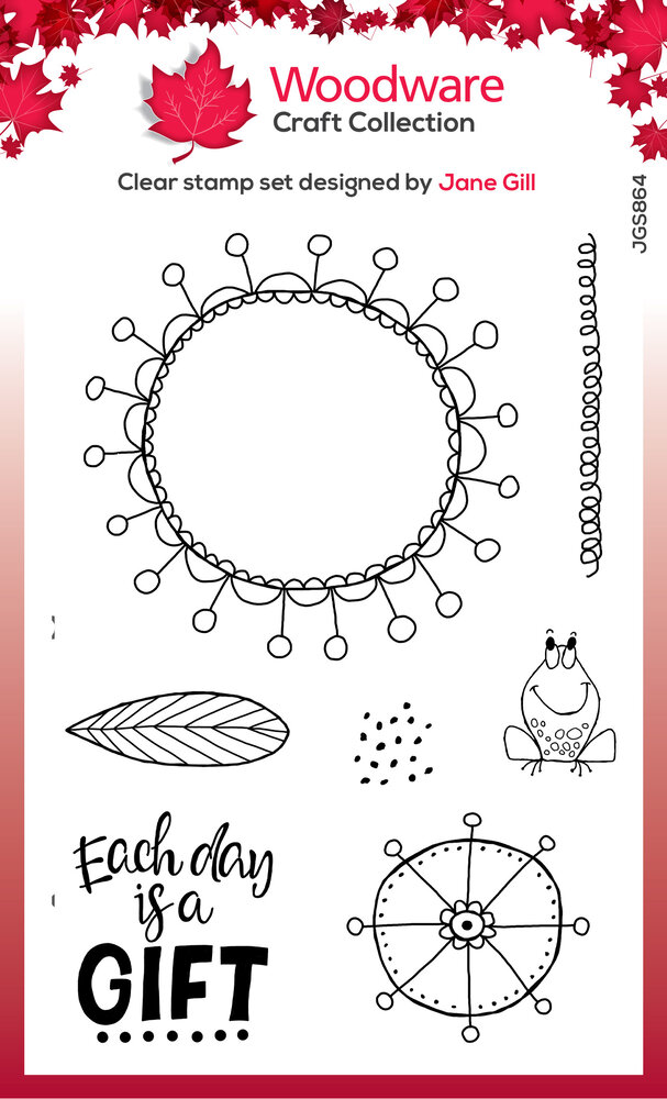 Woodware Petal Doodles It's A Gift Clear Stamps (JGS864) (OUTLET)